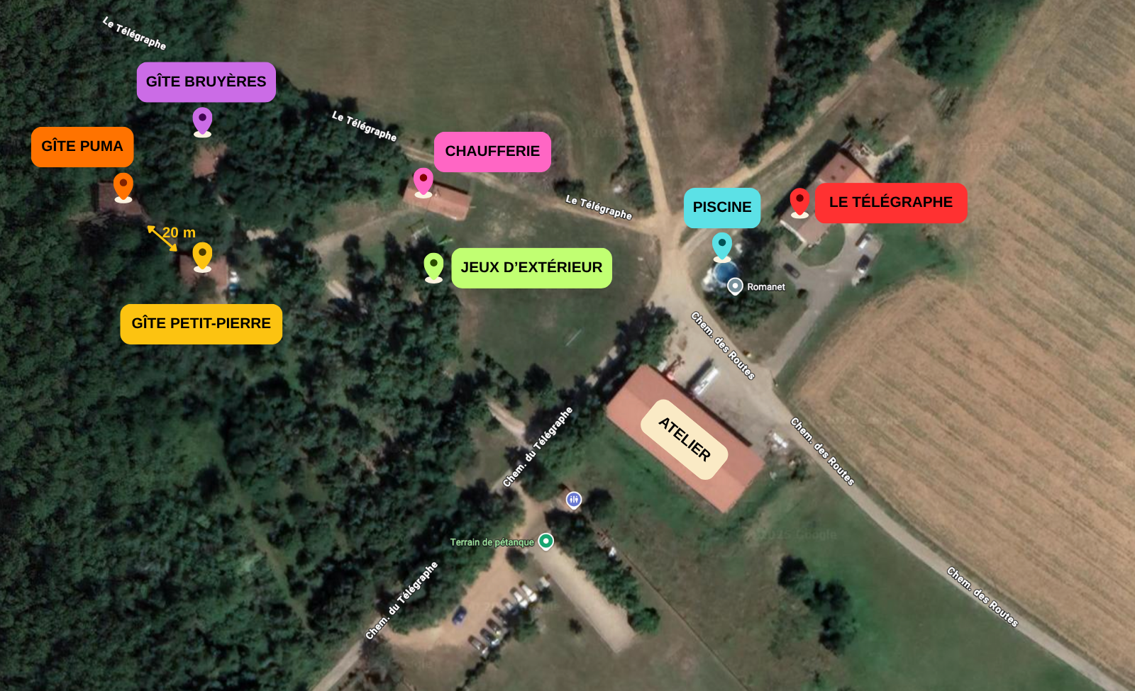 Plan des gîtes Green Cottage à Sonnay